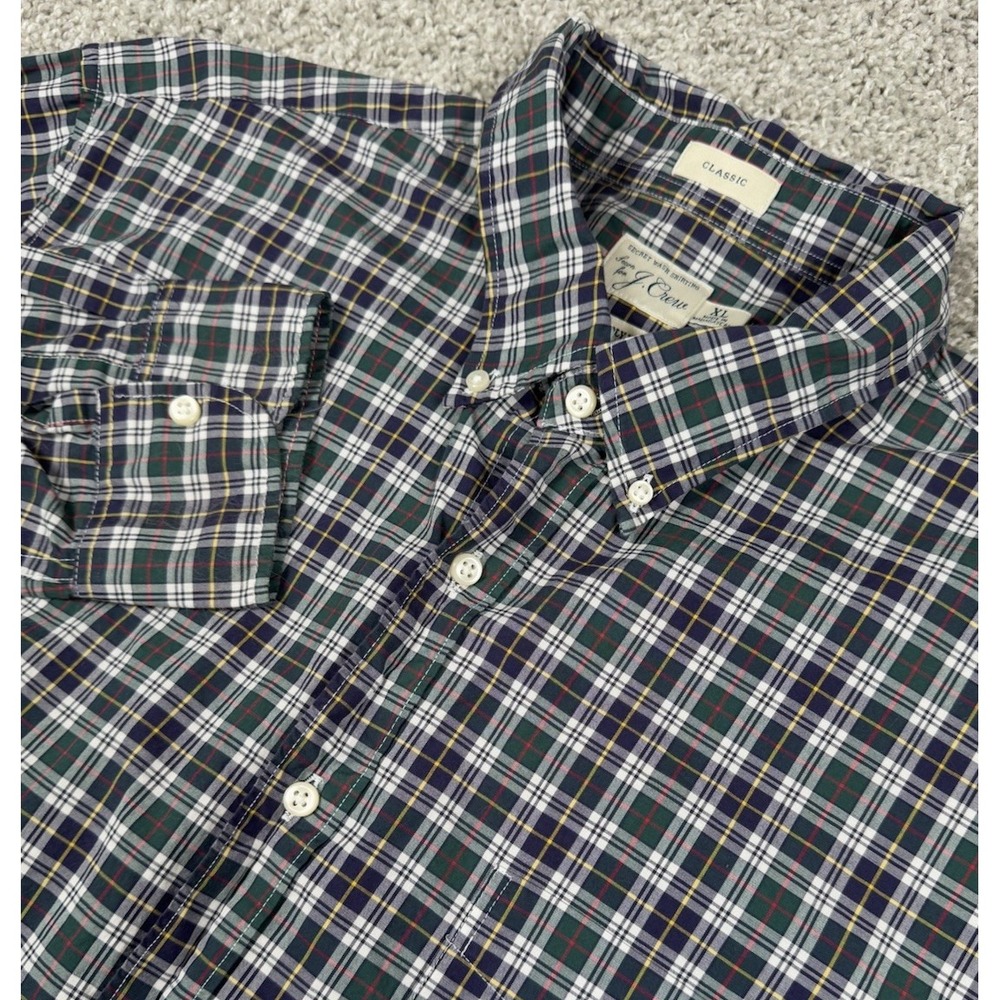 J Crew Secret Wash Shirting Classic Plaid Button Shirt‎ Casual Holiday Mens XL